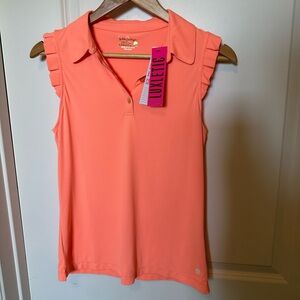 Lilly Pulitzer Coral Ruffle Sleeve Tank Top. NWT